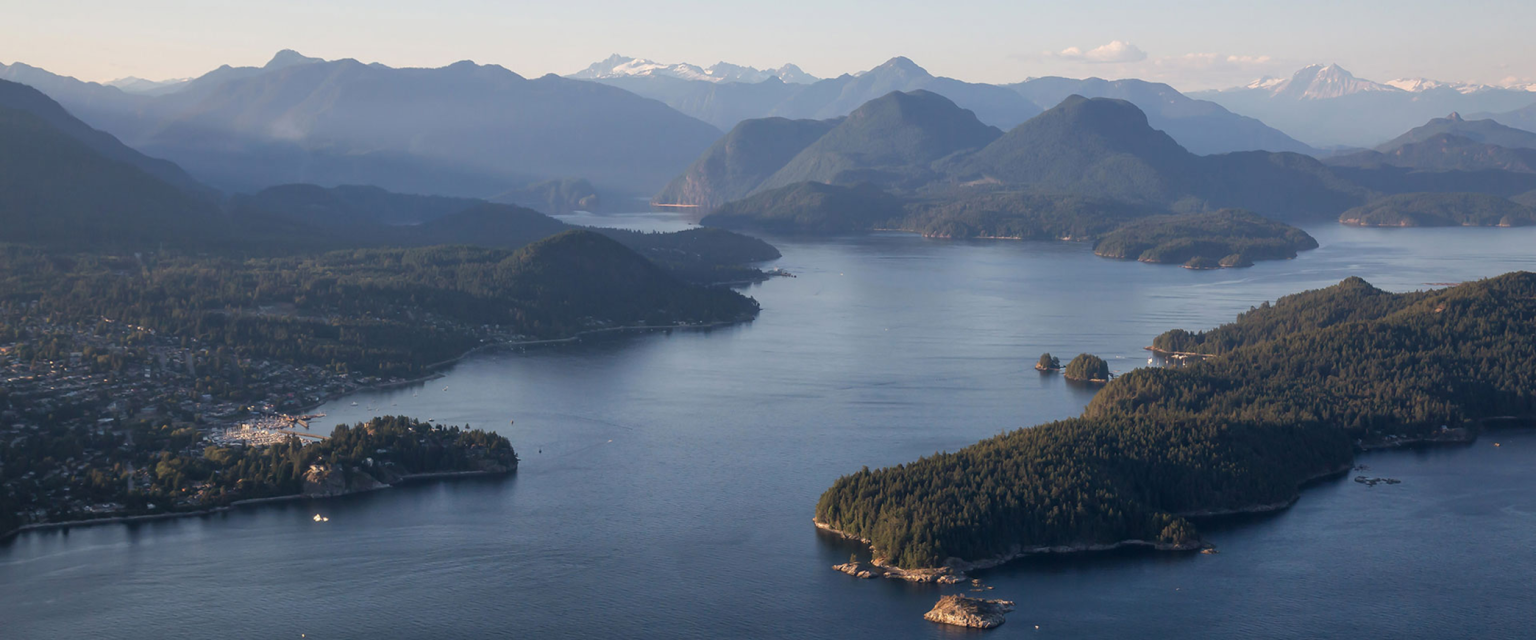 Aireal image of Powell River, British Columbia